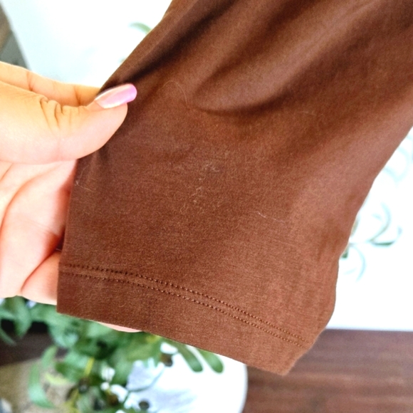 🏷️Athleta Outbound V Neck Top Long Sleeve Chocolate Brown Cotton Size 3X - Picture 5 of 10
